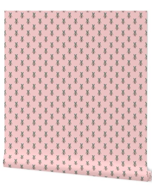 Badger Forest Friends All Over Repeat Pattern on Baby Pink Wallpaper