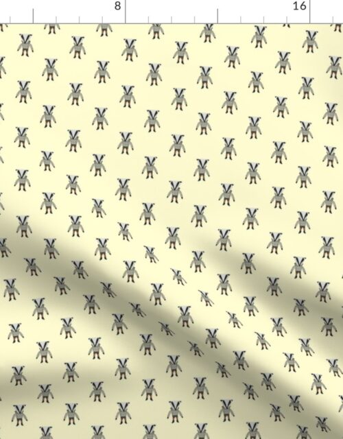 Badger Forest Friends All Over Repeat Pattern on Lemon Yellow Fabric