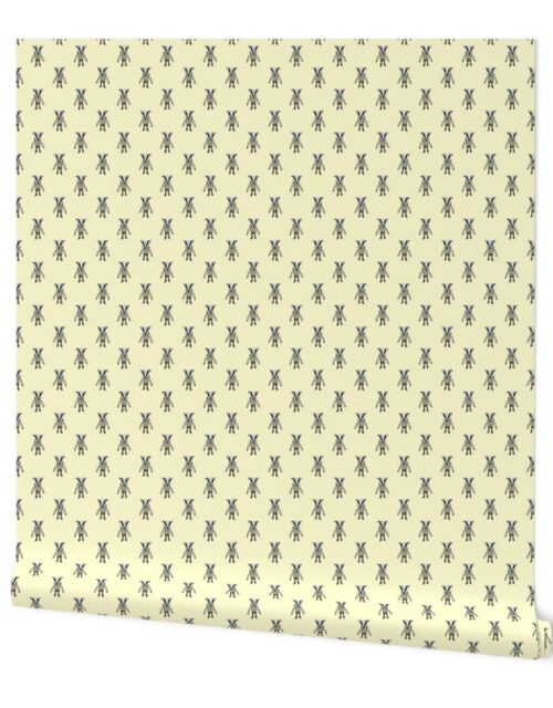 Badger Forest Friends All Over Repeat Pattern on Lemon Yellow Wallpaper