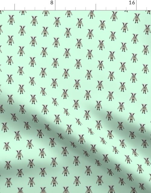 Badger Forest Friends All Over Repeat Pattern on Mint Green Fabric