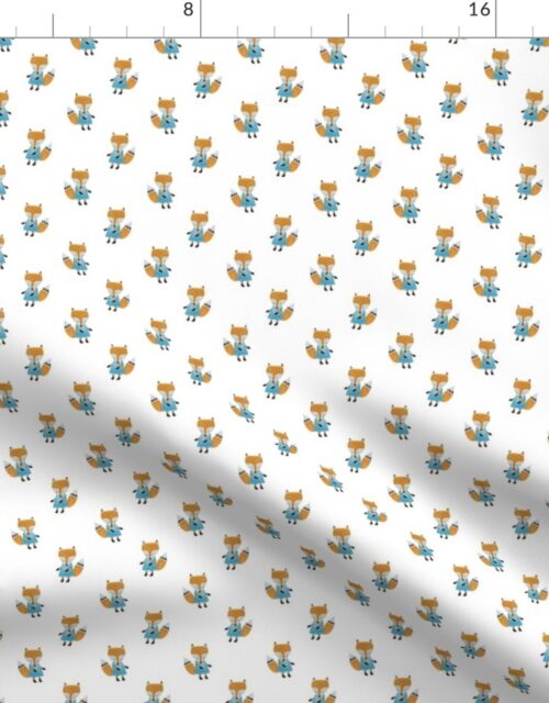 Fox Forest Friends All Over Repeat Pattern on White Fabric