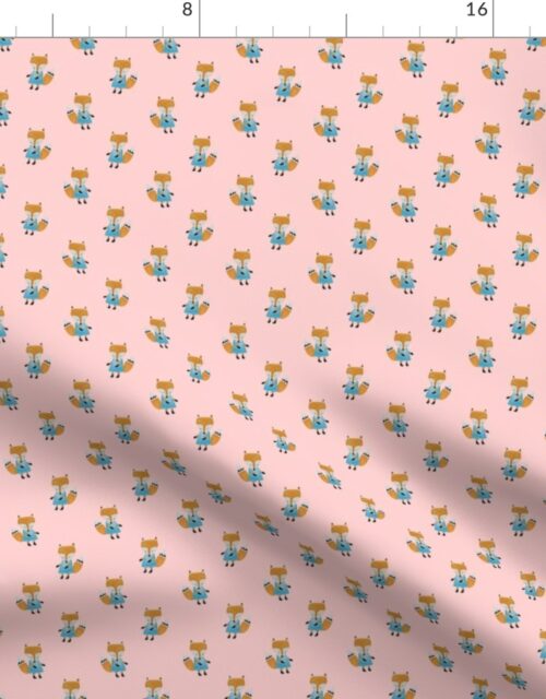 Fox Forest Friends All Over Repeat Pattern on Baby Pink Fabric