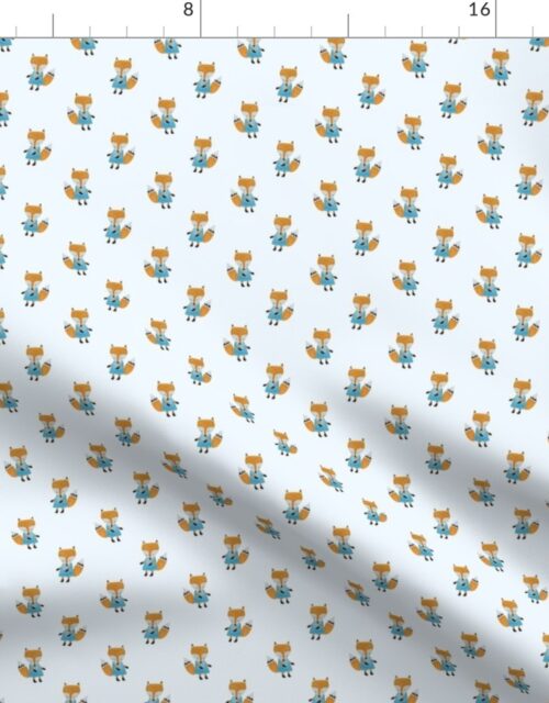 Fox Forest Friends All Over Repeat Pattern on Baby Blue Fabric