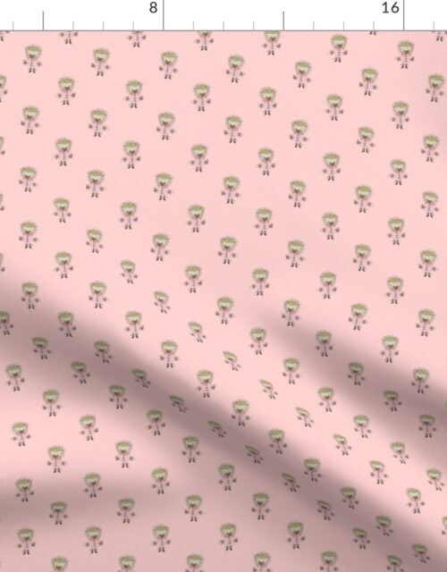 Hedgehog Forest Friends All-Over Repeat Pattern on Baby Pink Fabric