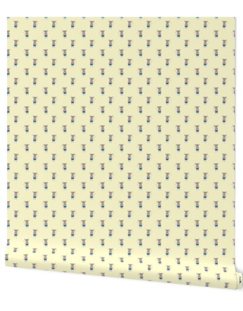 Mouse Forest Friends All Over Repeat Pattern in Lemon Yellow Wallpaper