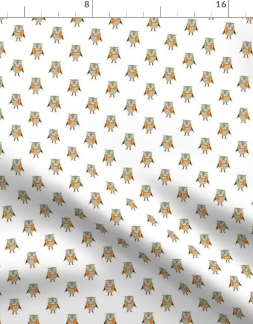 Owl Forest Friends All-Over Repeat Pattern in White Fabric