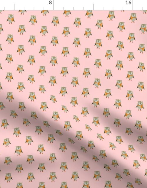 Owl Forest Friends All-Over Repeat Pattern in Baby Pink Fabric