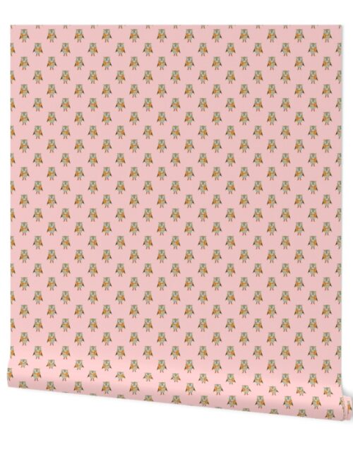 Owl Forest Friends All-Over Repeat Pattern in Baby Pink Wallpaper