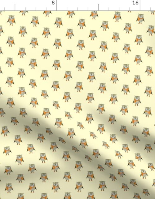 Owl Forest Friends All-Over Repeat Pattern in Lemon Yellow Fabric