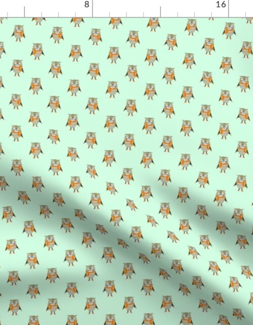 Owl Forest Friends All-Over Repeat Pattern in Mint Green Fabric