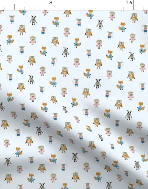 Forest Friends Woodland Animals Water Colors in Baby Blue Fabric