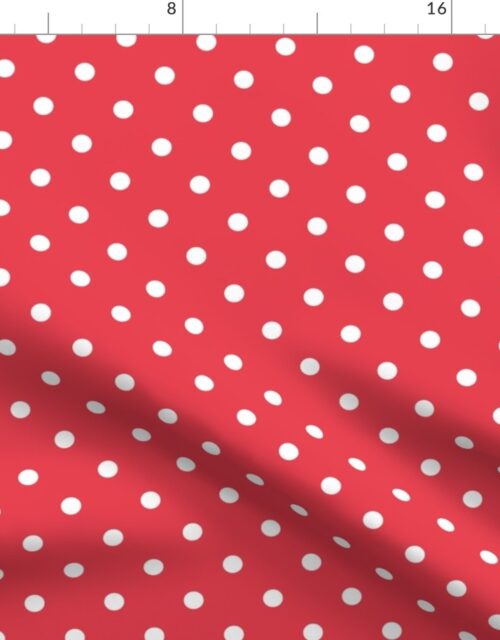 Coral and White Polka Dots Fabric
