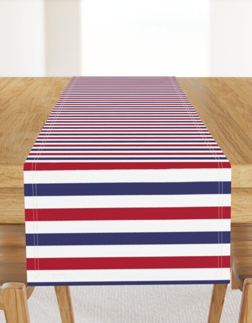 USA American Flag Red, White and Blue Alternating Stripes Table Runner
