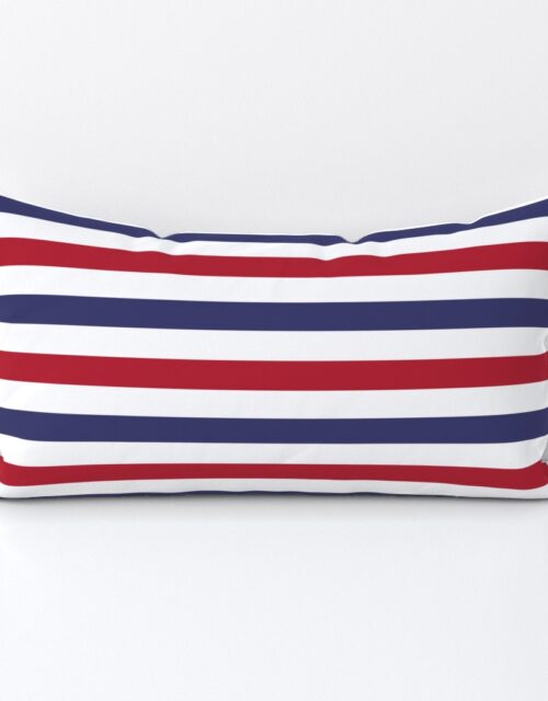 USA American Flag Red, White and Blue Alternating Stripes Lumbar Throw Pillow