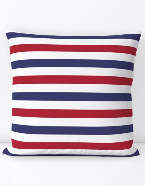 USA American Flag Red, White and Blue Alternating Stripes Square Throw Pillow