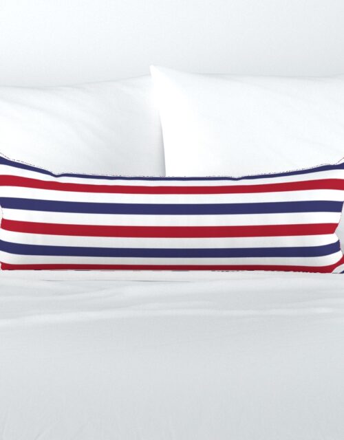 USA American Flag Red, White and Blue Alternating Stripes Extra Long Lumbar Pillow