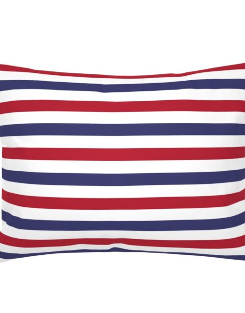 USA American Flag Red, White and Blue Alternating Stripes Standard Pillow Sham