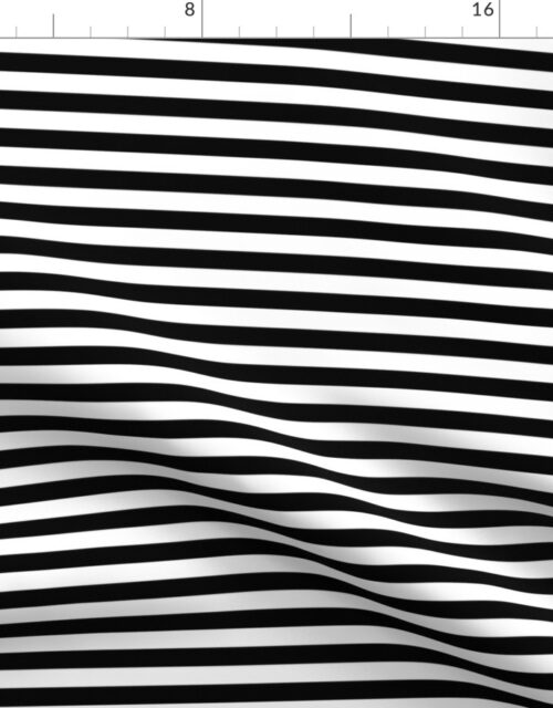 Licorice Black and White 1/2″ Stripes Fabric