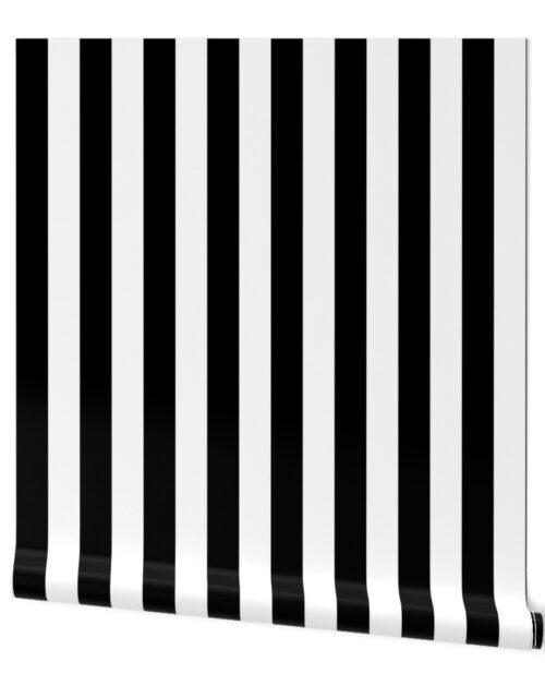 Licorice Black and White 2″ Stripes Wallpaper