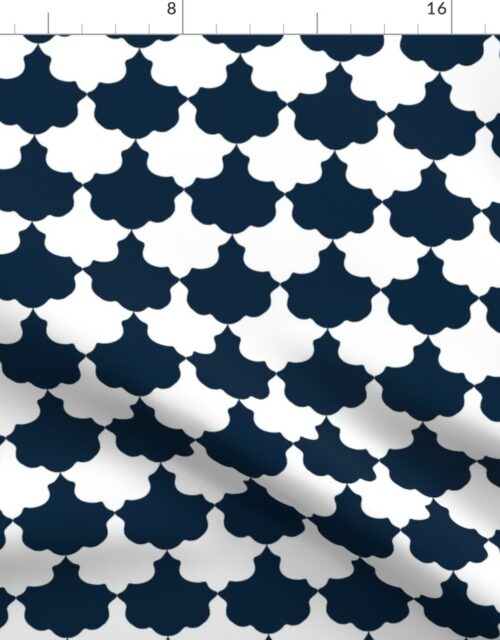 Navy and White Scallop Fabric