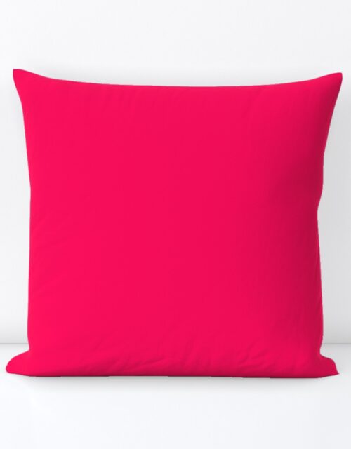 Neon Hot Pink Solid Square Throw Pillow