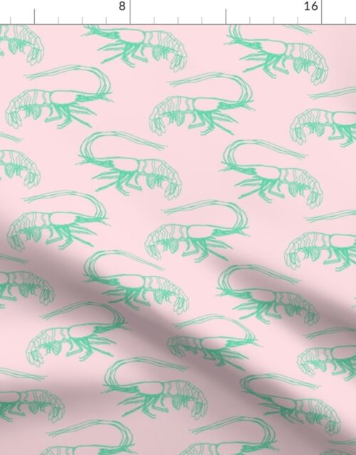 Aqua Shrimp on Pink Fabric