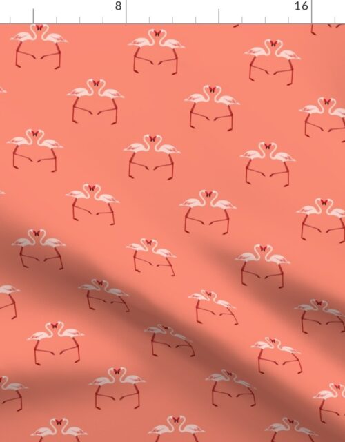 Pink Flamingoes on Coral Fabric