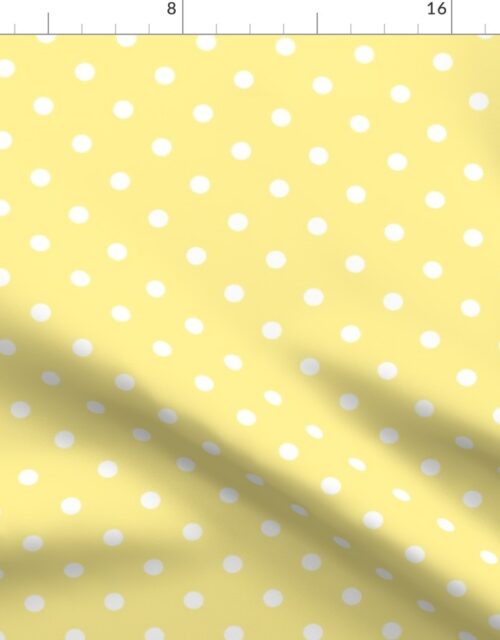 Buttermilk Yellow and White Polka Dots Fabric