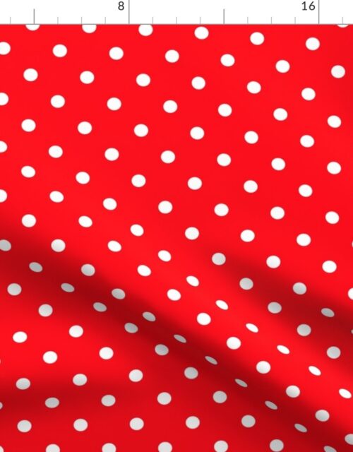 Carmine Red and White Polka Dots Fabric