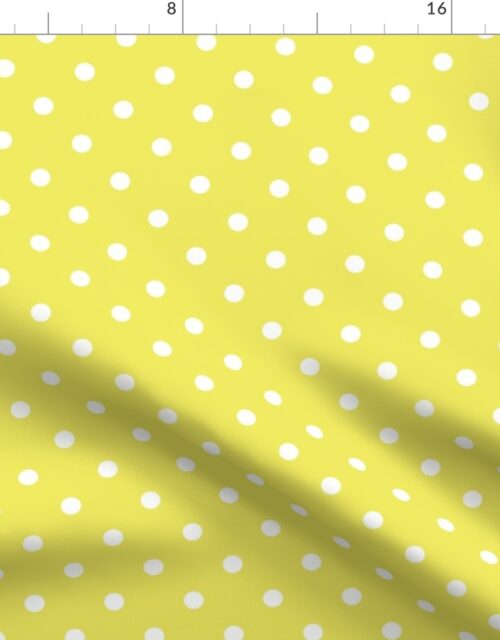 Citron and White Polka Dots Fabric