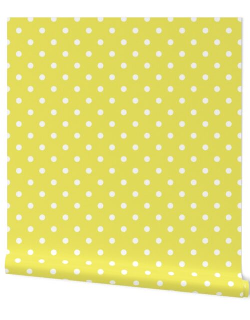 Citron and White Polka Dots Wallpaper