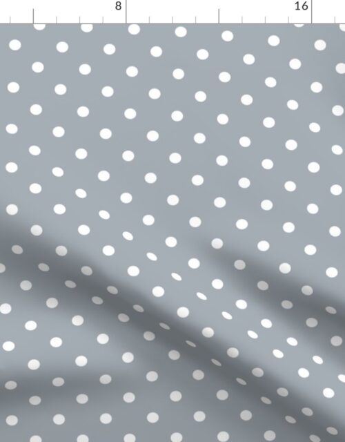 Grey Mist and White Polka Dots Fabric