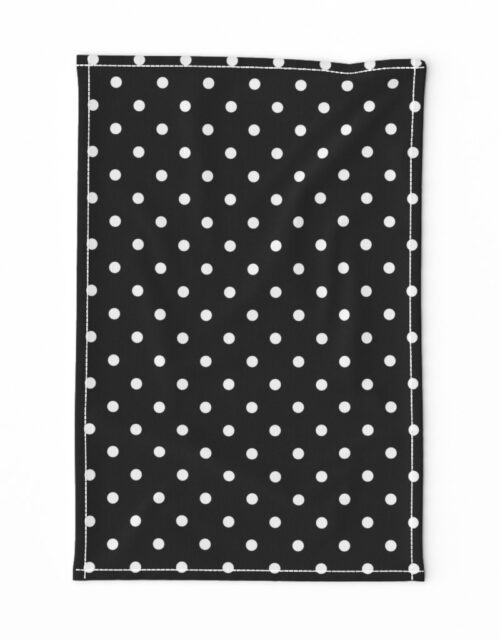 Licorice Black and White Polka Dots Tea Towel