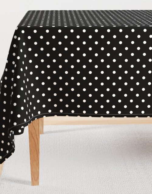 Licorice Black and White Polka Dots Rectangular Tablecloth