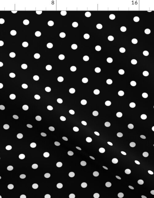 Licorice Black and White Polka Dots Fabric