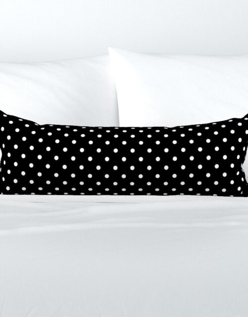 Licorice Black and White Polka Dots Extra Long Lumbar Pillow