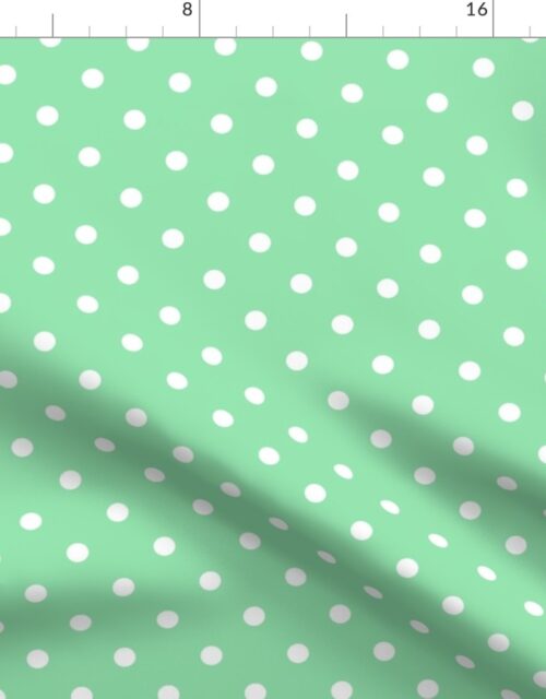 Mint Green and White Polka Dots Fabric