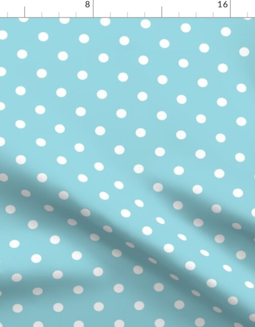 Sky Blue and White Polka Dots Fabric