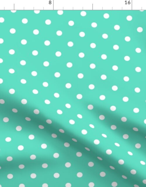 Aqua and White Polka Dots Fabric