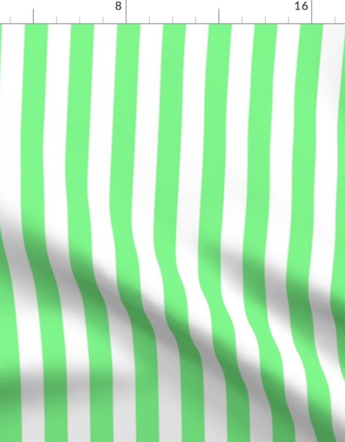 Apple Green and White Wide Stripes Fabric