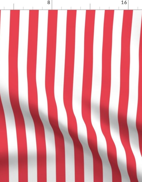 Coral and White 1 inch Wide Stripes Fabric