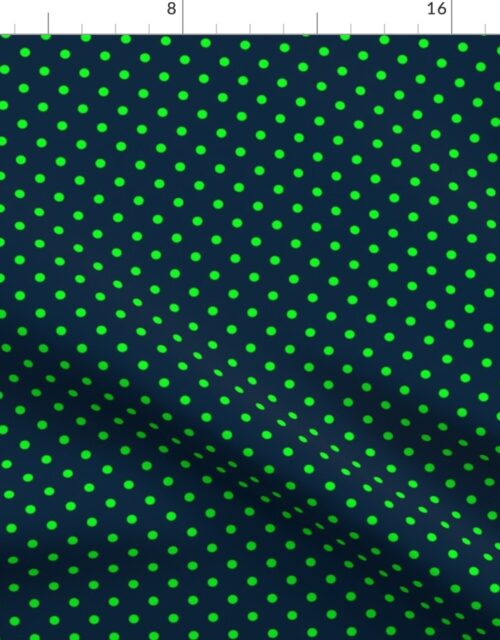 Mini Navy and Lime Polka Dots Fabric