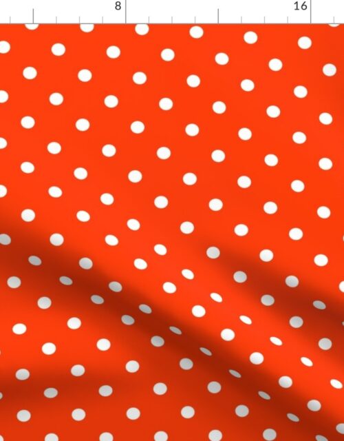 Orange-Pop-and-White-Polka-Dots Fabric