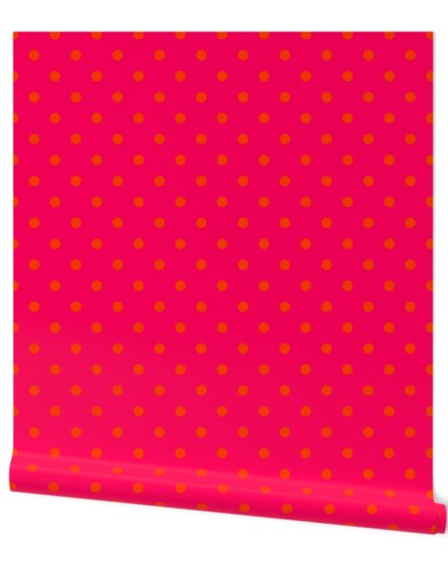 Orange and Pink Pop Polka Dots Wallpaper