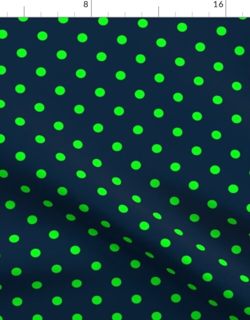 Navy and Lime Polka Dots Fabric