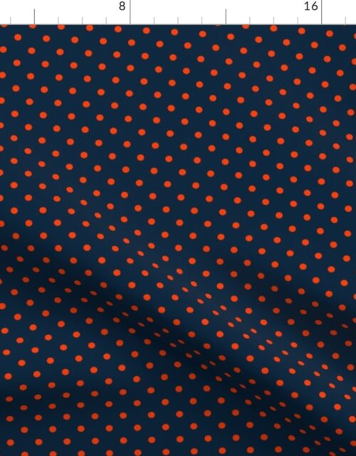 Mini Navy and Orange Polka Dots Fabric