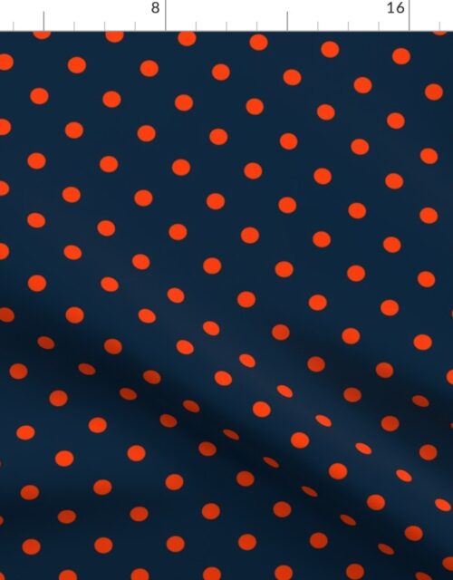 Navy and Orange Polka Dots Fabric