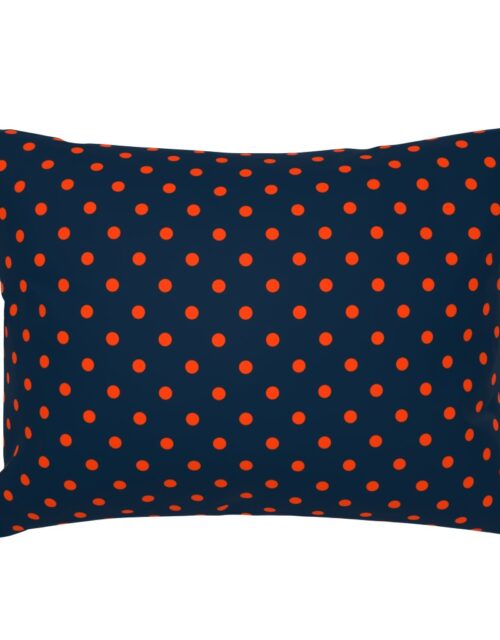 Navy and Orange Polka Dots Standard Pillow Sham