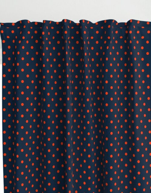 Navy and Orange Polka Dots Curtains