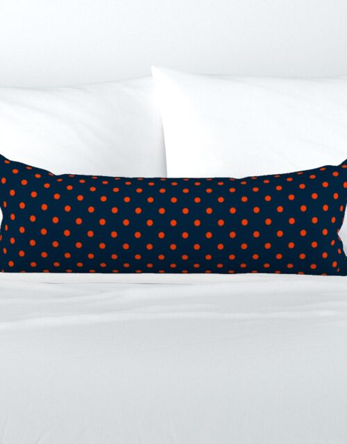 Navy and Orange Polka Dots Extra Long Lumbar Pillow